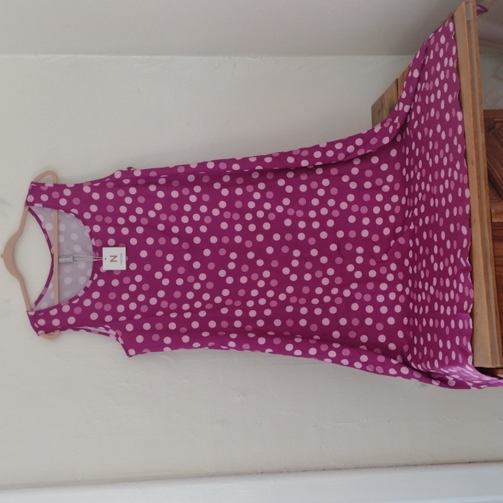 NoraCora Purple & Pink Polka Dot Silky Sleeveless Maxi Dress Size XXL NWT